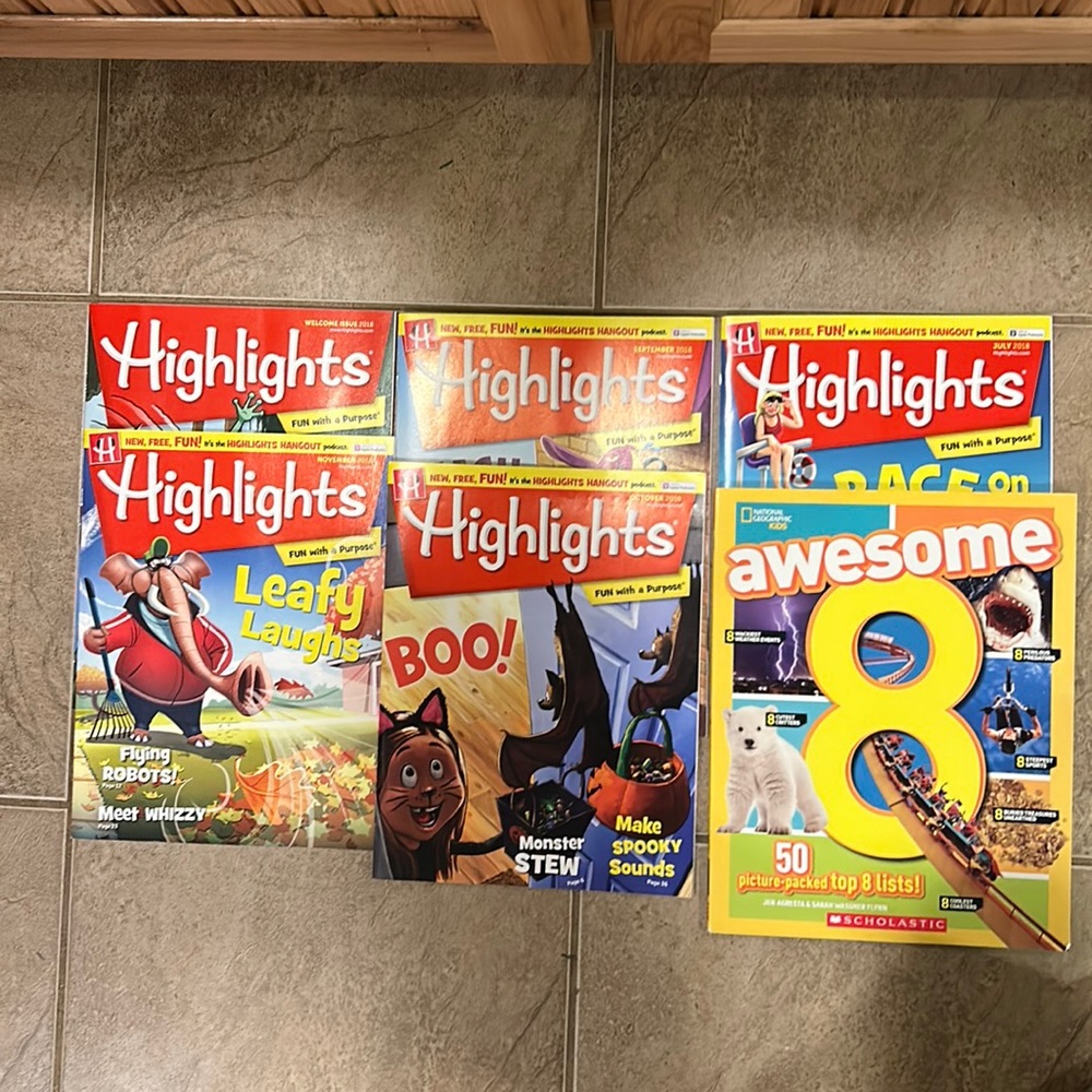 (5) Highlight monthly magazines and (1) National Geographic Kids book ** bundle*